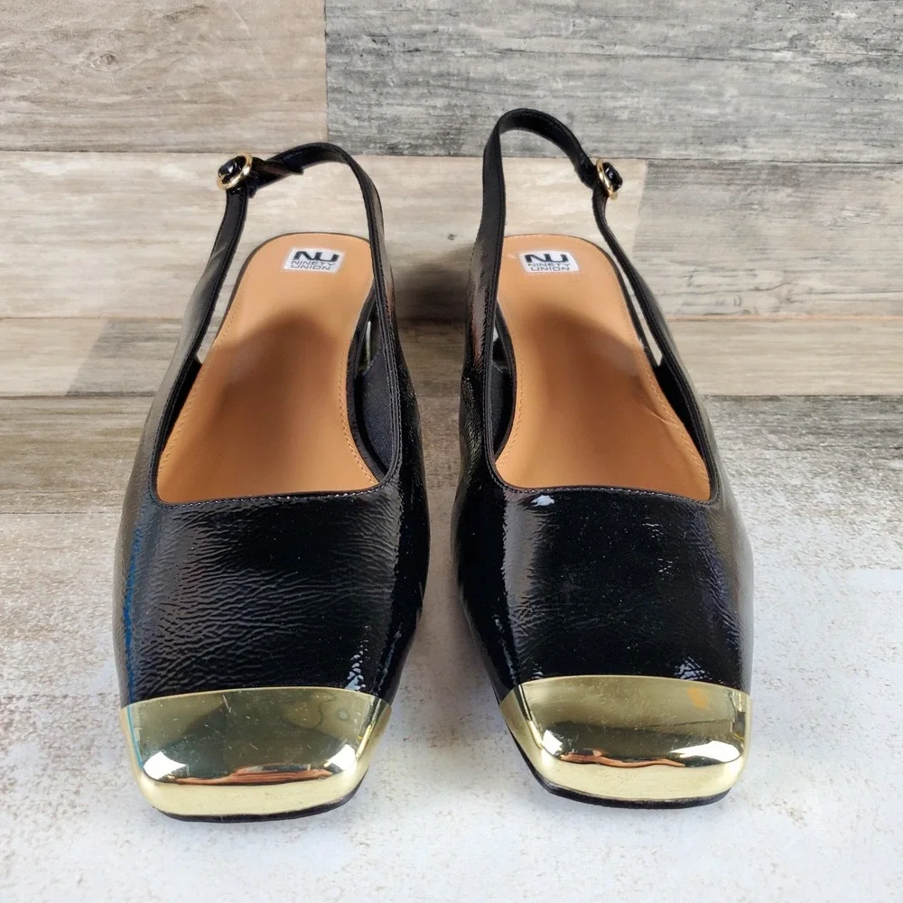 Ninety Union Empress Womens Pump Sz 13 Black Patent Leather Block Heel Slingback